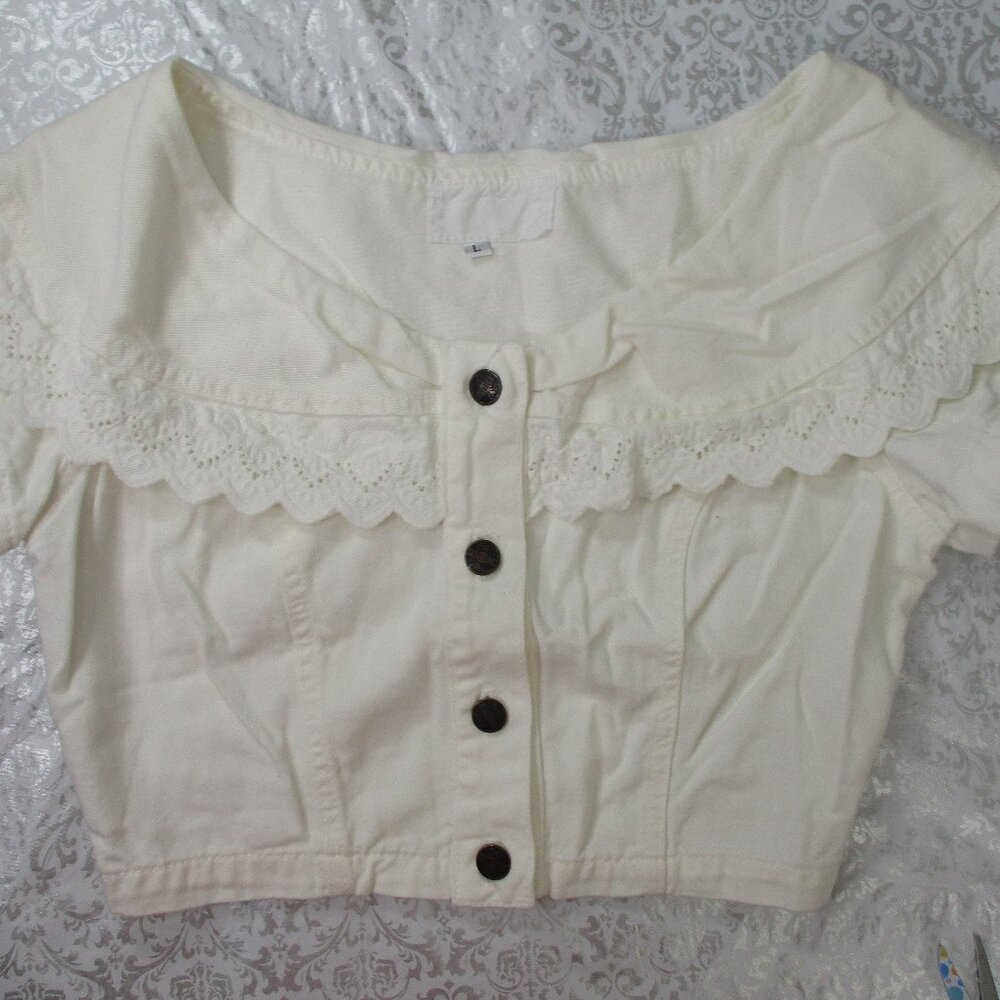SWITCH USA Cropped Ruffle Top Size Large - Picture 7 of 10